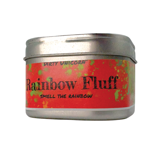 Rainbow Fluff Square Candle Tin
